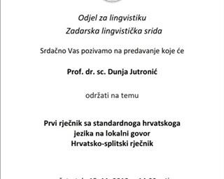 Lingvistička srida: predstavljanje rječnika prof. dr. sc. Dunje Jutronić